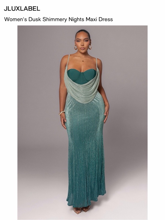 JLUXLABEL Dresses & Skirts - JLUXLABEL Teal Shimmery Cowl-Front Maxi Dress